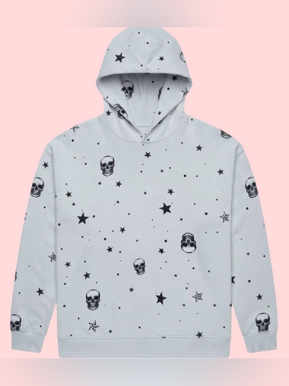 Cynthia Rowley White Skull & Star Print Hoodie ✨💀 Small Bikercore Back to School